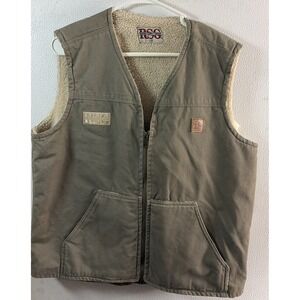 Roofing Supply Group Sherpa Lined Canvas Vest Grey Sz L Workwear Grunge